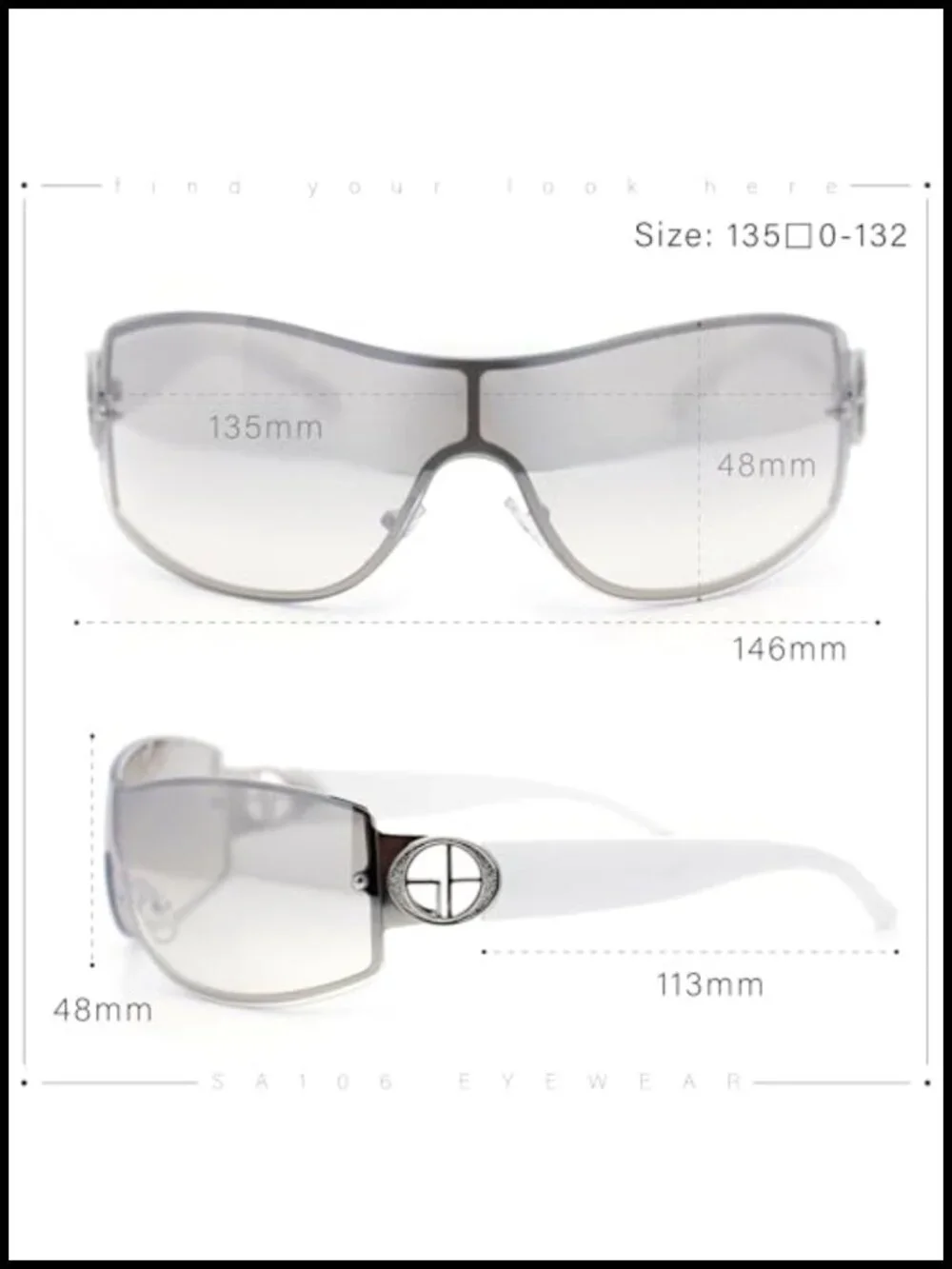 Rimless Shield Sunglasses UV400 Polycarbonate Metal